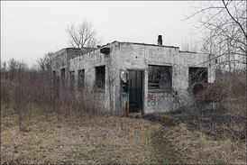 One of the abandoned industrial buildings